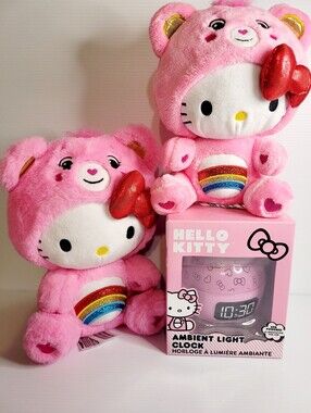 Hello Kitty Care Bears Plush Lot of 2 & Hello Kitty Ambient Light Clock Lot of 3